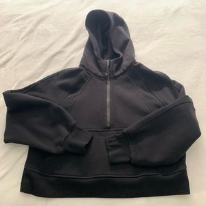 Scuba Oversized Half-Zip Hoodie in Black XS-S